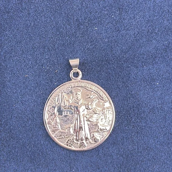 Francis of Assisi Medal Sterling Silver 26mm - Picture 2 of 3